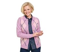 Amber Women's Soft Knit Argyle Gold Button Cardigan in Mauve | Size: 10 Amber Mauve 10