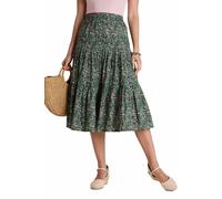 Amber Women's Tiered Print Cotton Skirt in Khaki | Size: 20 Amber Khaki 20