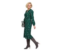 Amber Ladies Viscose Twill Print Dress - Soft Long-Sleeve Winter Dress with Elasticated Waist & Button Front | Comfortable Fit with Pockets Green 18