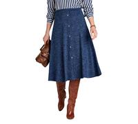 Amber Women's Warm Handle Marl Effect Lined Pull On Skirt in Blue | Size: 18 Amber Blue 18