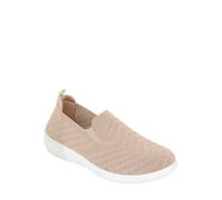 Wide EE Fit Slip On Shoes Knit Fabric Trainers with Flexisole Amber Beige 8