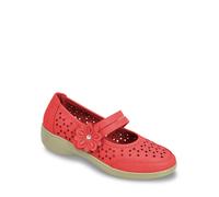 Amber Ladies Wide Fit Comfort Bar Shoes Supportive Touch-Fasten Strap Stylish Cutwork Detail Coral 6