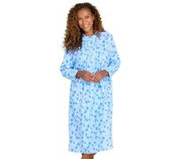 Amber Women's Winceyette Long Sleeve Cotton Nightdress with Pintuck Front, Soft in Blue | Size: 20-22 Amber Blue 20-22