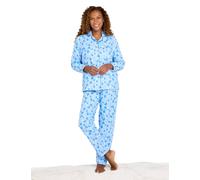 Amber Women's Winceyette Soft Brushed Cotton Leaf & Butterfly Print Pyjama Set with in Blue | Size: 16-18 Amber Blue 16-18