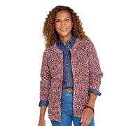 Amber Women's Zip Front Textured Fleck Cardigan Long Sleeve Knit Top in Pale Pink | Size: 10 Amber Pale Pink 10