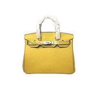 (Amber yellow, 30*23*16cm) Ladies Women Leather Handbag Birkin First Layer Cowhide Leather Tote Bag Commuter Crossbody Kelly Handbag