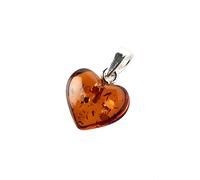 AmberJewelry Genuine Certified Baltic Amber Heart Pendant, Handmade Amber Pendand From Genuine Baltic Amber and 925 Sterling Silver, Baltic Amber Charm For Necklace Valentine's Day Gift Love Symbol