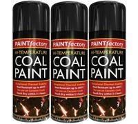 AMBERLINNEN LTD 3 x 400ml Heat Resistant Matt Black Coal Spray Paint High Temperature BBQ