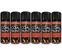 AMBERLINNEN LTD 6 x 400ml Heat Resistant Matt Black Coal Spray Paint High Temperature BBQ