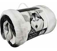 AMBERLINNEN LTD Luxurious Super Soft 3D Husky Animal Design Warm and Cosy Throws 150x 200cm