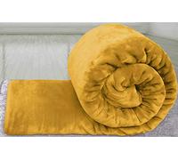 AMBERLINNEN LTD Mustard Faux Fur Mink Throw Blanket Soft Warm Thick Bed Sofa Double King (Double 150 X 200 CM)