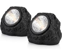 AMBERLINNEN LTD Pack of 2 Solar Powered LED Rock Light Spotlight Garden Patio Decking Decoration
