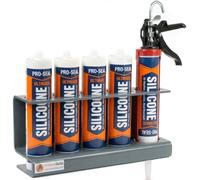Amberquip Storage Holder for Silicone Sealant Tubes. Organiser Rack fits Mastic, Caulk and Adhesive. Ideal for Vans, Workshop & Garage Use. 100% WATERPROOF Grey PVC. (Gun & 4 Tube Holder)