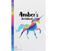Amber's Sketchbook: personalized blank notebook with unicorn for people named Amber