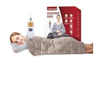 Ambershine 17''x33'' Weighted Heating Pad, 5.2lbs with 12 Temperature Settings & 4 Auto-Off Timers, Pain Relief for Back/Neck/Shoulders/Abdomen/Legs, Christmas Gifts for Mom Dad Women Men(Light Tan)
