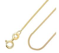 Amberta 18K Gold Plated on 925 Sterling Silver 1 mm Curb Chain Necklace Length 22" inch