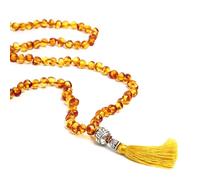 Amberta 8 mm Mala Beads Necklace - Buddhist Prayer Beads. 108 Real Baltic Amber Beads Hand Knotted Meditation Beads