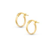 Amberta 9ct 14ct Solid Gold Hoop Earrings for Women, Small Thin Plain Classic Sleeper Earrings, 9ct Gold Hoops 10mm 15mm 20mm 25mm Made in Italy: 9K 10 mm