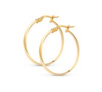 Amberta 9ct 14ct Solid Gold Hoop Earrings for Women, Small Thin Plain Classic Sleeper Earrings, 9ct Gold Hoops 10mm 15mm 20mm 25mm Made in Italy: 9K 25 mm