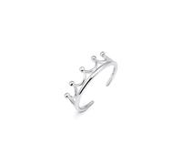 Amberta Adjustable 925 Sterling Silver Toe Ring for Women | Wave Hearts Flower Dolphin Crown Leaf Boho Foot Jewellery: Crown Toe Ring