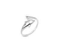 Amberta Adjustable 925 Sterling Silver Toe Ring for Women | Wave Hearts Flower Dolphin Crown Leaf Boho Foot Jewellery: Dolphin Toe Ring