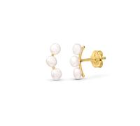 Amberta Allure Women 9ct Gold Climber Earrings: 9ct Gold Ear Crawlers with Pearls