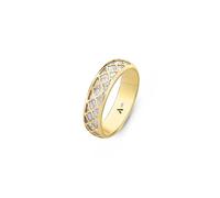 Amberta Allure Women 9ct Gold Diamond Cut Band Ring: 9K Statement Ring Size P 1/2