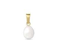 Amberta Allure Women 9ct Gold Pearl Pendant: Pearl Pendant without Chain in Gold - 7 to 8 mm