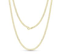 Amberta Allure Women Italian 9ct Gold Curb Chain Necklace: 2 mm 9ct Gold Chain Women 16 inch