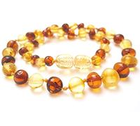 Amberta Baltic Amber Necklace Lemon and Honey - Genuine Natural Amber with Gift Bag and Safety Screw Clasp - 32-33 cm