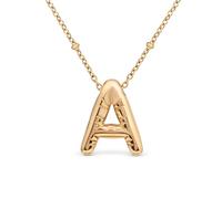Amberta Chunky Bubble Gold Initial Necklace for Women Teens Gifts | 18K Gold Plated Monogram Pendant Puffy Balloon Letter Necklace: A Bubble Letter Necklace Gold