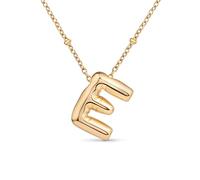 Amberta Chunky Bubble Gold Initial Necklace for Women Teens Gifts | 18K Gold Plated Monogram Pendant Puffy Balloon Letter Necklace: E Bubble Letter Necklace Gold