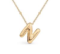 Amberta Chunky Bubble Gold Initial Necklace for Women Teens Gifts | 18K Gold Plated Monogram Pendant Puffy Balloon Letter Necklace: N Bubble Letter Necklace Gold