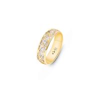 Amberta Italian 14K Gold Statement Ring for Women | 14K Gold Diamond Cut Ring | Size O White & Yellow Gold Ring