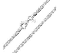 Amberta Italian 925 Sterling Silver Diamond Chain for Women - 1.7 mm Snow/Rock Silver Chain Necklace: 24 inch/ 60 cm Long Chain Necklace for Women