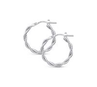 Amberta Italian 925 Sterling Silver Twisted Rope Hoop Earrings for Women - Round Design