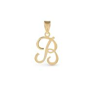 Amberta Italian 9ct Gold Initial Pendant for Women Men | Solid Gold Letter Pendant without Chain: Letter B