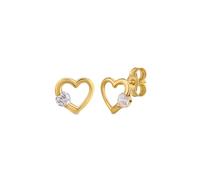Amberta Italian 9ct Gold Small Heart Stud Earrings: Gold Love Heart Studs