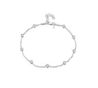 Amberta Italian Sterling Silver Anklet for Women 925 | Adjustable Ankle Bracelets for Women Beaded Heart Summer Jewellery: Singapore