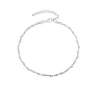 Amberta Italian Sterling Silver Anklet for Women 925 | Adjustable Ankle Bracelets for Women Beaded Heart Summer Jewellery: Twisted