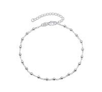 Amberta Italian Sterling Silver Anklet for Women 925 | Adjustable Ankle Bracelets for Women Beaded Heart Summer Jewellery: Beads