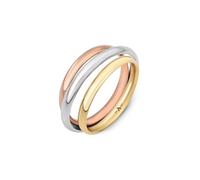 Amberta Real Italian 9ct Gold Russian Wedding Band Trinity Ring for Women Tricolour | Solid Yellow White & Rose Rolling Gold Ring 2 mm Interlocking Triple Band Gift for Her: O
