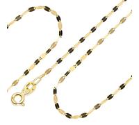 Amberta Real Italian Yellow 14ct 9ct Gold Chain Necklace for Women | Solid Gold Chain Choker Necklace Mirror Twisted Popcorn 16/18/20 inch: 14K Mirror Chain 18 inch