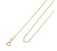Amberta Real Italian Yellow 14K 18K Gold Necklaces for Women Men | Super Thin Dainty & Sturdy Box Curb Singapore Solid Chain Delicate Choker 16/18/20 inch: 14K Gold Singapore Chain For Women 16 inch