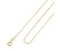 Amberta Real Italian Yellow 14K 18K Gold Necklaces for Women Men | Super Thin Dainty & Sturdy Box Curb Singapore Solid Chain Delicate Choker 16/18/20 inch: 14K Gold Venetian Chain For Women 20 inch