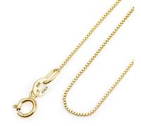 Amberta Real Italian Yellow 14K Gold Necklaces for Women Men | Super Thin Dainty & Sturdy Box Curb Singapore Solid Chain Delicate Choker 16/18/20 inch: 14K Gold Venetian Chain For Women 18 inch