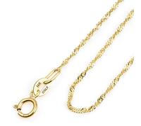 Amberta Real Italian Yellow 14K Gold Necklaces for Women Men | Super Thin Dainty & Sturdy Box Curb Singapore Solid Chain Delicate Choker 16/18/20 inch: 14K Gold Singapore Chain For Women 18 inch