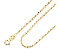 Amberta Real Italian Yellow 9ct Gold Chain Necklace for Women | Solid Gold Chain Choker Necklace Mirror Twisted Popcorn 16/18/20 inch: 16 inch Popcorn Chain