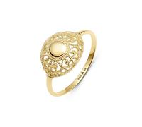 Amberta Solid 14ct Gold Rings for Women Made in Italy | Vintage Gold Filigree Dress Ring | Statement Boho Jewellery: Ring Size L