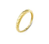 Amberta Solid 14K Gold Dome Croissant Rings for Women Twisted Braided Band | Chunky Signet Stackable Ring, Trendy Statement Jewellery